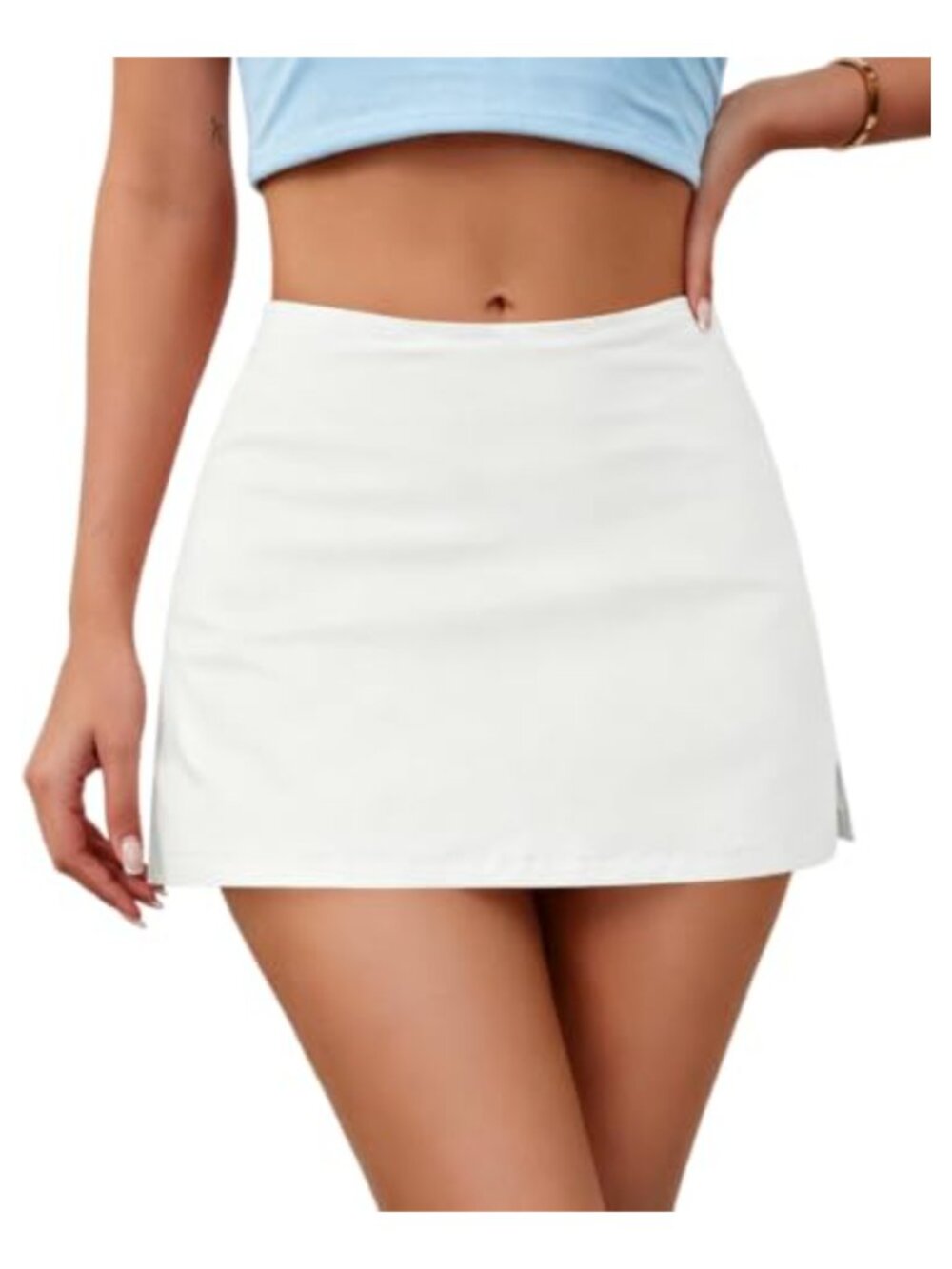 High Waist Mini Skort Built-in Shorts Cotton A-Line Activewear Women